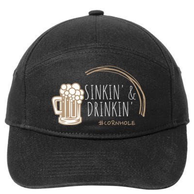 Cornhole Gift Sinkin & Drinkin 7-Panel Snapback Hat