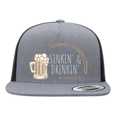 Cornhole Gift Sinkin & Drinkin Flat Bill Trucker Hat