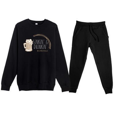 Cornhole Gift Sinkin & Drinkin Premium Crewneck Sweatsuit Set