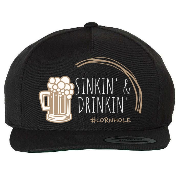 Cornhole Gift Sinkin & Drinkin Wool Snapback Cap