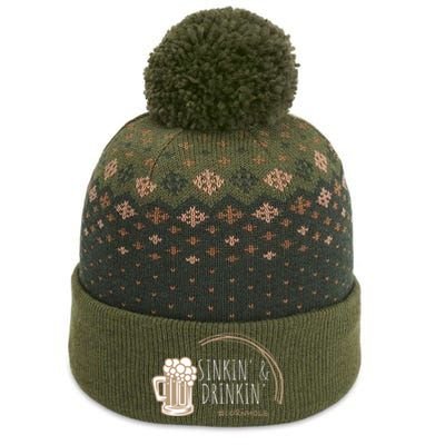 Cornhole Gift Sinkin & Drinkin The Baniff Cuffed Pom Beanie