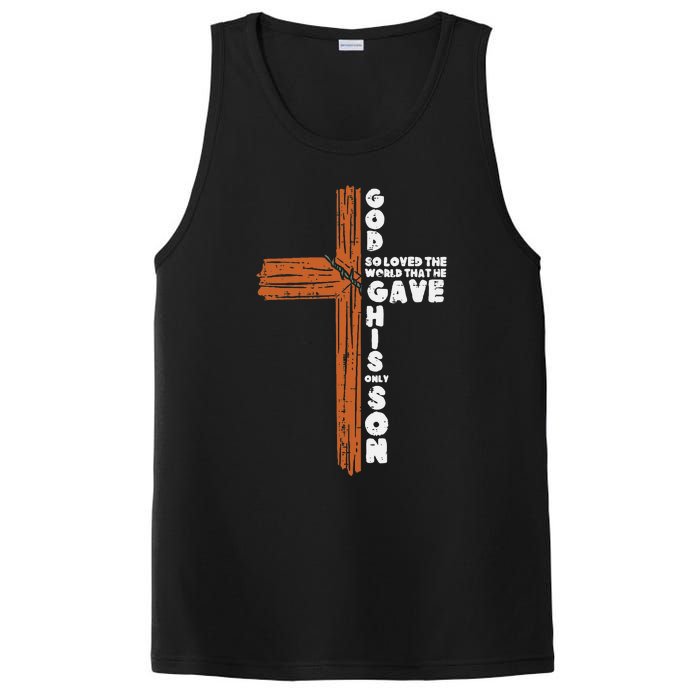 Cross God So Loved The World Jesus Christian PosiCharge Competitor Tank