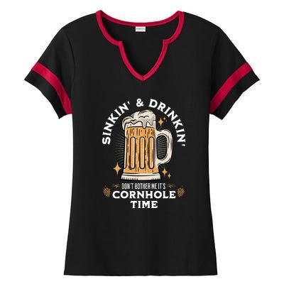 Cornhole Gift Sinkin & Drinkin Ladies Halftime Notch Neck Tee