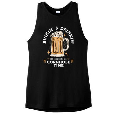 Cornhole Gift Sinkin & Drinkin Ladies PosiCharge Tri-Blend Wicking Tank