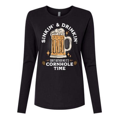 Cornhole Gift Sinkin & Drinkin Womens Cotton Relaxed Long Sleeve T-Shirt