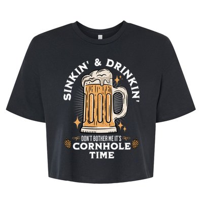 Cornhole Gift Sinkin & Drinkin Bella+Canvas Jersey Crop Tee