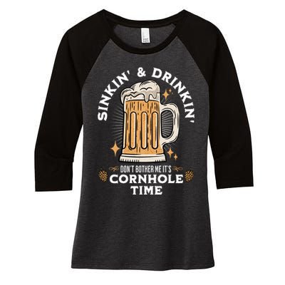 Cornhole Gift Sinkin & Drinkin Women's Tri-Blend 3/4-Sleeve Raglan Shirt