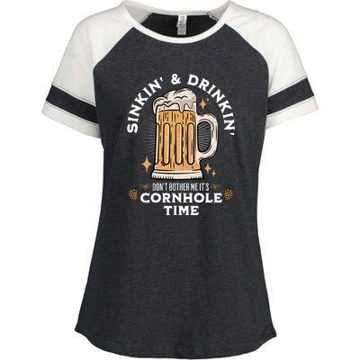 Cornhole Gift Sinkin & Drinkin Enza Ladies Jersey Colorblock Tee