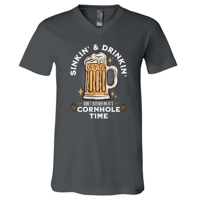 Cornhole Gift Sinkin & Drinkin V-Neck T-Shirt