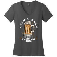 Cornhole Gift Sinkin & Drinkin Women's V-Neck T-Shirt