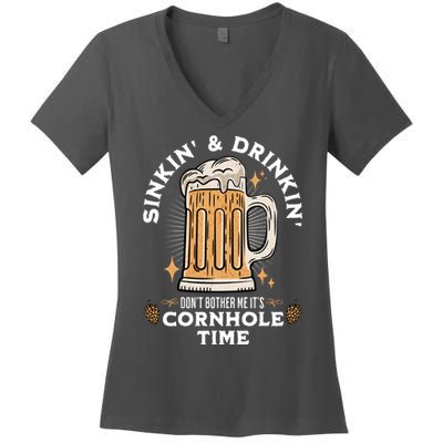 Cornhole Gift Sinkin & Drinkin Women's V-Neck T-Shirt