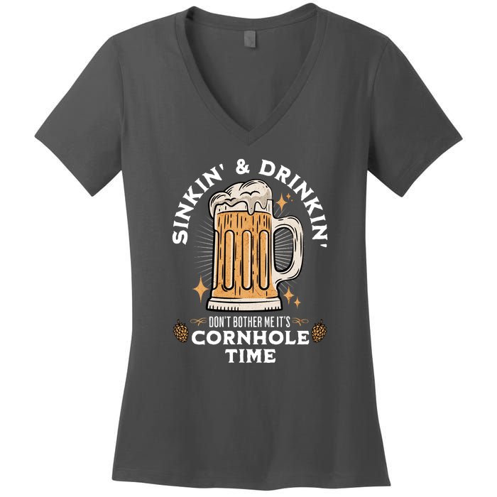 Cornhole Gift Sinkin & Drinkin Women's V-Neck T-Shirt