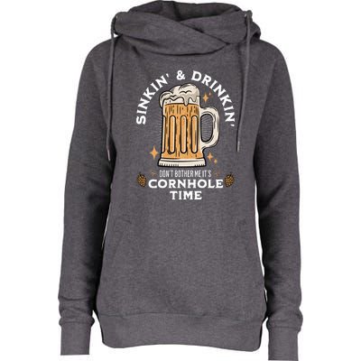 Cornhole Gift Sinkin & Drinkin Womens Funnel Neck Pullover Hood