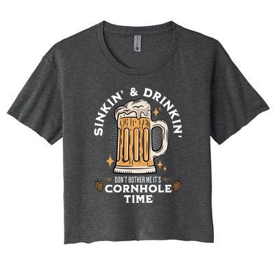 Cornhole Gift Sinkin & Drinkin Women's Crop Top Tee