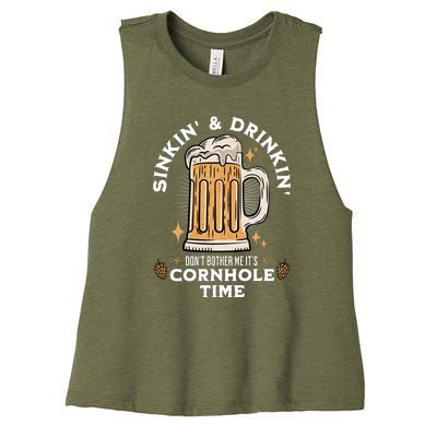 Cornhole Gift Sinkin & Drinkin Women's Racerback Cropped Tank