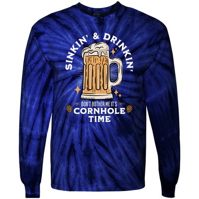 Cornhole Gift Sinkin & Drinkin Tie-Dye Long Sleeve Shirt