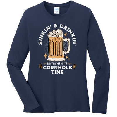 Cornhole Gift Sinkin & Drinkin Ladies Long Sleeve Shirt