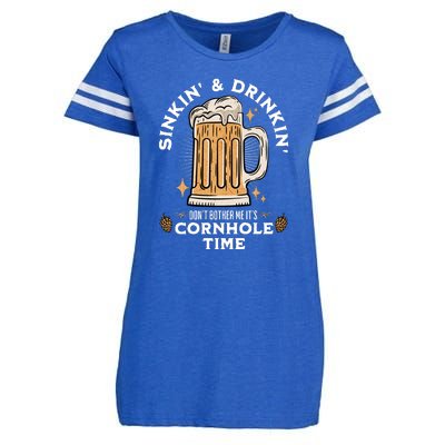 Cornhole Gift Sinkin & Drinkin Enza Ladies Jersey Football T-Shirt