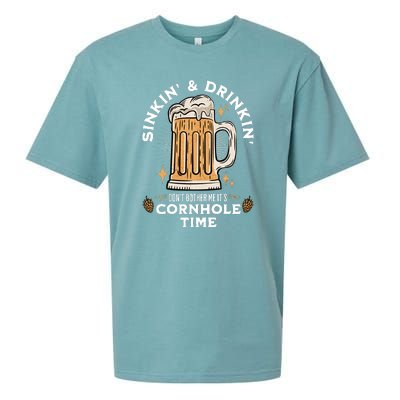 Cornhole Gift Sinkin & Drinkin Sueded Cloud Jersey T-Shirt