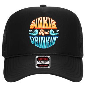 Cornhole Gift Sinkin And Drinkin High Crown Mesh Back Trucker Hat