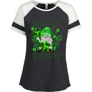 Christian Gnome St Patricks Day Irish Blessing Leprechaun Enza Ladies Jersey Colorblock Tee