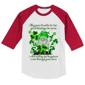 Christian Gnome St Patricks Day Irish Blessing Leprechaun Kids Colorblock Raglan Jersey