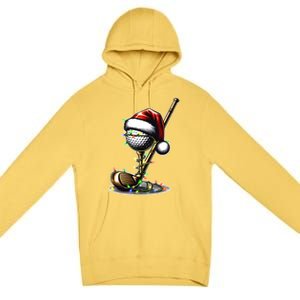 Christmas Golf Santa Hat Lights Graphic Golf Player Costume Funny Gift Premium Pullover Hoodie