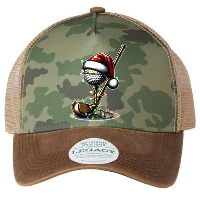 Christmas Golf Santa Hat Lights Graphic Golf Player Costume Funny Gift Legacy Tie Dye Trucker Hat