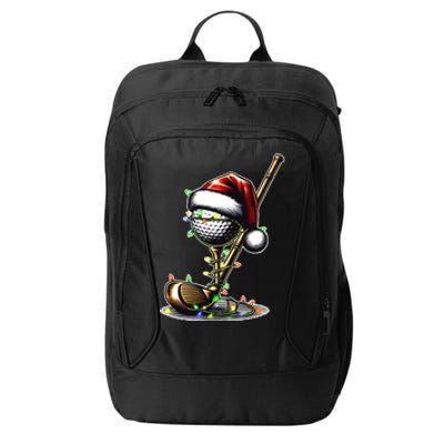 Christmas Golf Santa Hat Lights Graphic Golf Player Costume Funny Gift City Backpack