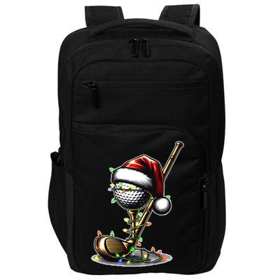 Christmas Golf Santa Hat Lights Graphic Golf Player Costume Funny Gift Impact Tech Backpack