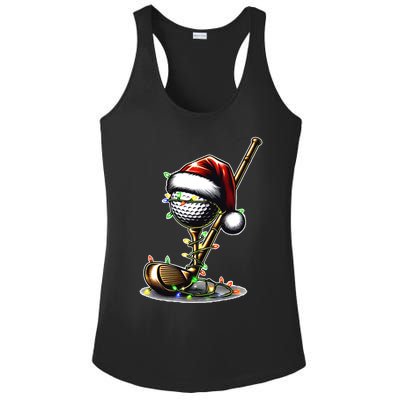 Christmas Golf Santa Hat Lights Graphic Golf Player Costume Funny Gift Ladies PosiCharge Competitor Racerback Tank