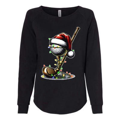 Christmas Golf Santa Hat Lights Graphic Golf Player Costume Funny Gift Womens California Wash Sweatshirt