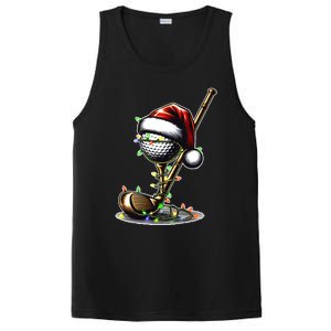 Christmas Golf Santa Hat Lights Graphic Golf Player Costume Funny Gift PosiCharge Competitor Tank