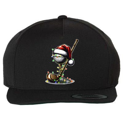 Christmas Golf Santa Hat Lights Graphic Golf Player Costume Funny Gift Wool Snapback Cap