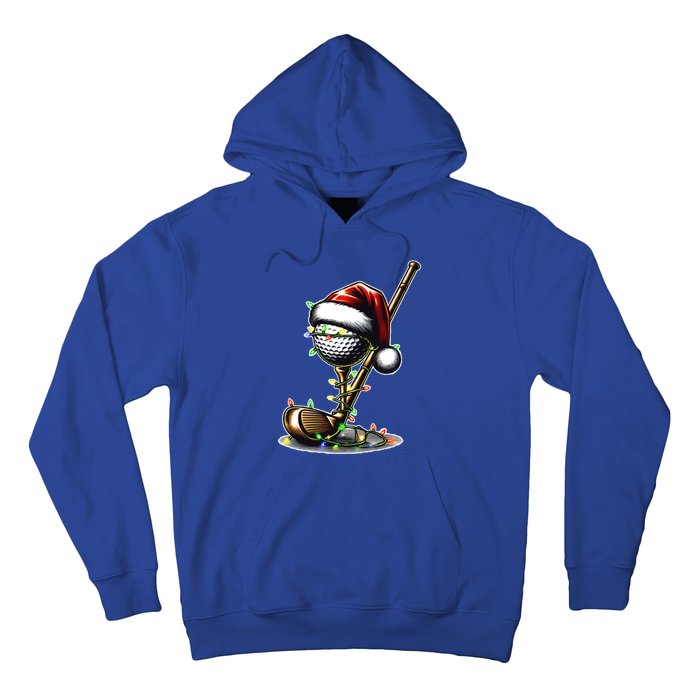 Christmas Golf Santa Hat Lights Graphic Golf Player Costume Funny Gift Hoodie