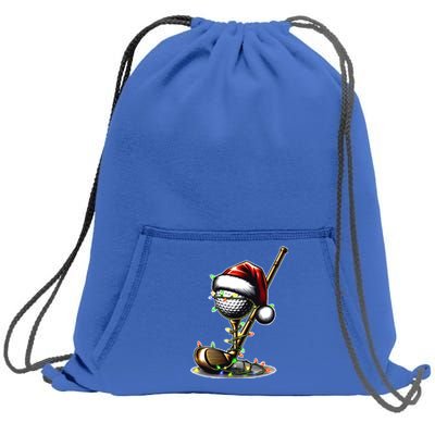 Christmas Golf Santa Hat Lights Graphic Golf Player Costume Funny Gift Sweatshirt Cinch Pack Bag