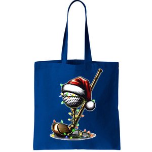 Christmas Golf Santa Hat Lights Graphic Golf Player Costume Funny Gift Tote Bag