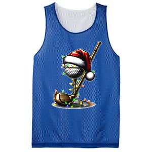 Christmas Golf Santa Hat Lights Graphic Golf Player Costume Funny Gift Mesh Reversible Basketball Jersey Tank