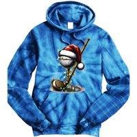 Christmas Golf Santa Hat Lights Graphic Golf Player Costume Funny Gift Tie Dye Hoodie