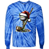 Christmas Golf Santa Hat Lights Graphic Golf Player Costume Funny Gift Tie-Dye Long Sleeve Shirt