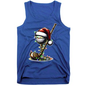 Christmas Golf Santa Hat Lights Graphic Golf Player Costume Funny Gift Tank Top