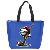 Christmas Golf Santa Hat Lights Graphic Golf Player Costume Funny Gift Zip Tote Bag