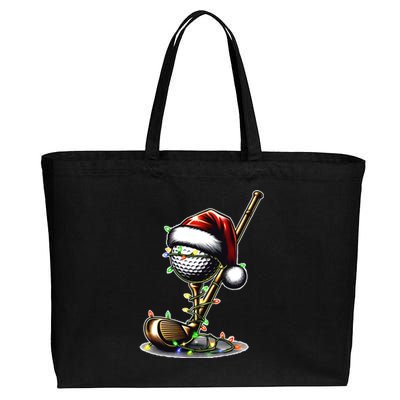 Christmas Golf Santa Hat Lights Graphic Golf Player Costume Funny Gift Cotton Canvas Jumbo Tote