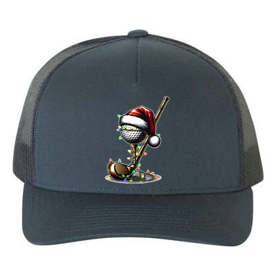 Christmas Golf Santa Hat Lights Graphic Golf Player Costume Funny Gift Yupoong Adult 5-Panel Trucker Hat