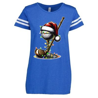 Christmas Golf Santa Hat Lights Graphic Golf Player Costume Funny Gift Enza Ladies Jersey Football T-Shirt