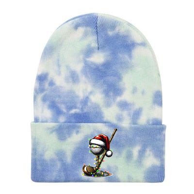 Christmas Golf Santa Hat Lights Graphic Golf Player Costume Funny Gift Tie Dye 12in Knit Beanie