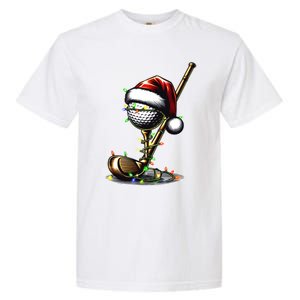 Christmas Golf Santa Hat Lights Graphic Golf Player Costume Funny Gift Garment-Dyed Heavyweight T-Shirt