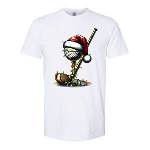 Christmas Golf Santa Hat Lights Graphic Golf Player Costume Funny Gift Softstyle CVC T-Shirt