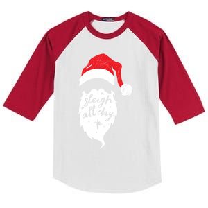 Christmas Gift Sleigh All Day Funny Santa Claus Pun Gift Kids Colorblock Raglan Jersey