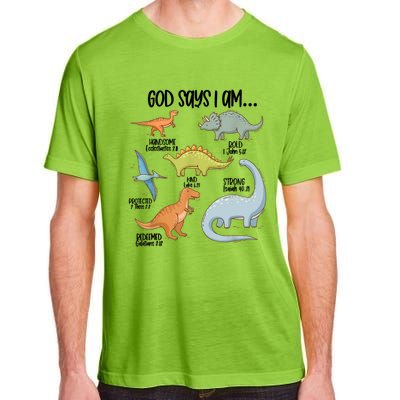 Cute God Says I Am Vintage Dinosaur Funny Adult ChromaSoft Performance T-Shirt